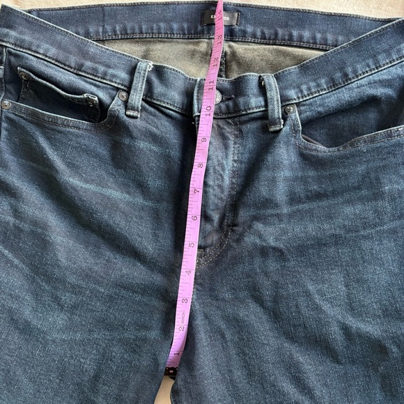 Express Slim Straight Hyper Stretch Dark Blue Denim Jeans 32 x 32 - Picture 6 of 16